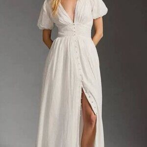 RARE Anthropologie “Katerina” Button-Front Dress in Ivory